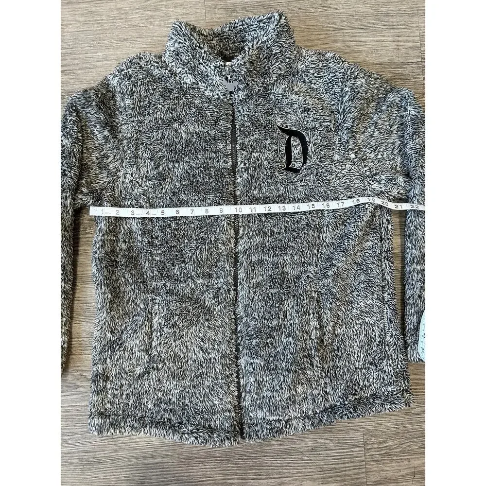 Disney Parks Disneyland Gray Black High Pile Fleece Full Zip Jacket Womens L